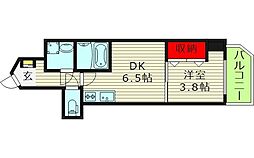GARDENIA城東 11階1DKの間取り