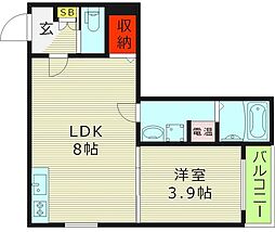 gloria hanatenII 1階1LDKの間取り