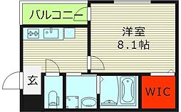 フジパレス今津中ウエスト 3階1Kの間取り