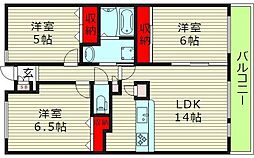 ヴェルデュールカー 1階3LDKの間取り