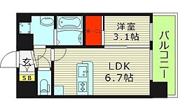 プレサンス天王寺ヴィヴァン 10階1LDKの間取り