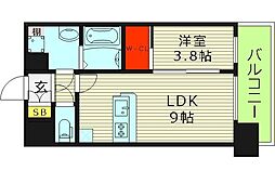 プレサンス天王寺ヴィヴァン 10階1LDKの間取り