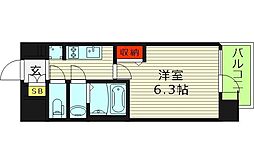 プレサンス京橋GREEN YARDアルミラ 1Kの間取図画像