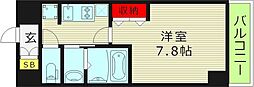 ロイヤルクイーンズパーク浪速 8階1Kの間取り