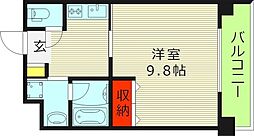 フェリーチェ城北公園 4階1Kの間取り