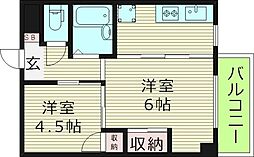 エルパラッツォ京橋 2階2Kの間取り