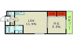 クリエオーレ大今里I 1階1LDKの間取り
