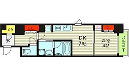 セイワパレス本町東 1DKの間取図画像