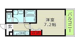 ステリア森ノ宮 1Kの間取図画像