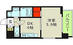 レジュールアッシュ緑橋駅前 1DKの間取図画像
