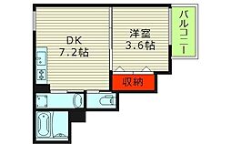 Zcourt京橋 4階1DKの間取り