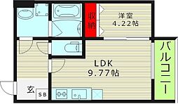 ブルーグレイス緑橋 1LDKの間取図画像