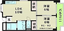 サンライズツイン関目2号館 2LDKの間取図画像