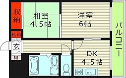 ライオンズ京橋 2DKの間取図画像