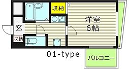 キャッスルプラザ壱番館 1Kの間取図画像