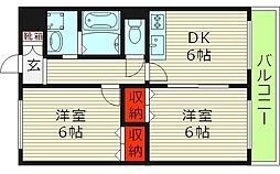 M'プラザ城東六番館 2DKの間取図画像