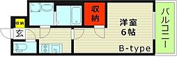 エスリード大阪城 1Kの間取図画像