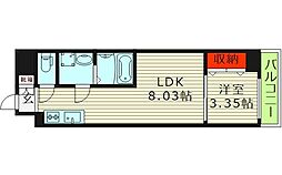 コートエスト都島 1LDKの間取図画像