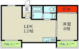 ファミタン3スギタ今福3号ハイツ 1LDKの間取図画像