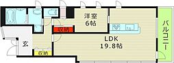 グランディール都島 1LDKの間取図画像