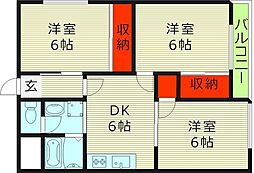 マンションエンゼル 3DKの間取図画像