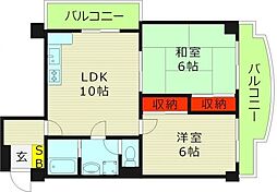 アイキューブ都島 2LDKの間取図画像