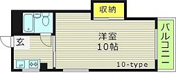リリアン都島 1Kの間取図画像