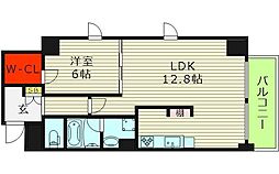 ソレアード玉造 1LDKの間取図画像