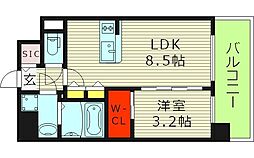 エスリードレジデンス ザ・グラン都島ノア 1LDKの間取図画像