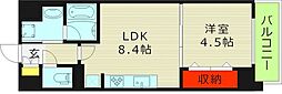 AMKRefinadoNakamiya 1LDKの間取図画像