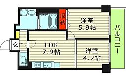リアライズ今里南 2LDKの間取図画像