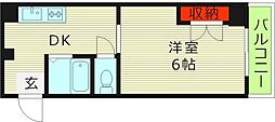 千林ロイヤルハイツ 1DKの間取図画像