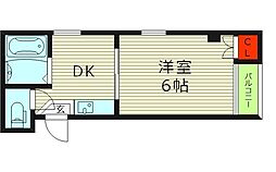 リバティー御幸 1DKの間取図画像
