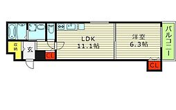 クリエオーレ大今里2 1LDKの間取図画像