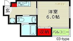 ウインズコート清水 1Kの間取図画像
