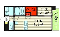 大阪市城東区今福西3丁目マンション 1LDKの間取図画像