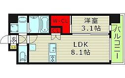 大阪市城東区今福西3丁目マンション 1LDKの間取図画像