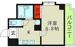 グランドタワー森之宮サウス 1Kの間取図画像