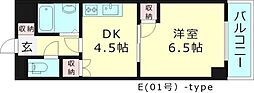 ローズコーポ京橋 1DKの間取図画像