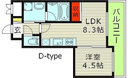 プレジオ都島 1LDKの間取図画像