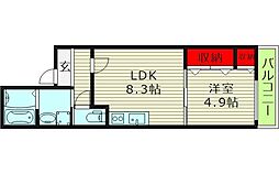 フジパレス城東永田2番館 1LDKの間取図画像