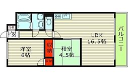 ロイヤル三賀 2LDKの間取図画像