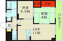 クレッセント山本 2LDKの間取図画像