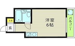 シャトー京橋 ワンルームの間取図画像