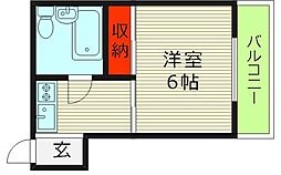 セントポーリア鴫野 1Kの間取図画像