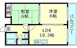 和ハイツ2 2LDKの間取図画像