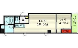 HGTコート都島 1LDKの間取図画像