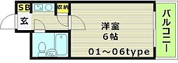 イヅミパート10 1Kの間取図画像