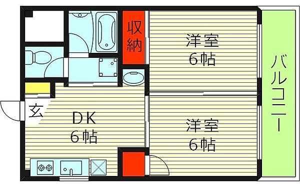 大阪府大阪市東成区大今里南６丁目(賃貸マンション2DK・1階・38.88㎡)の写真 その2