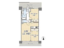 アスティーク高幡不動アクアグレイス 2LDKの間取図画像